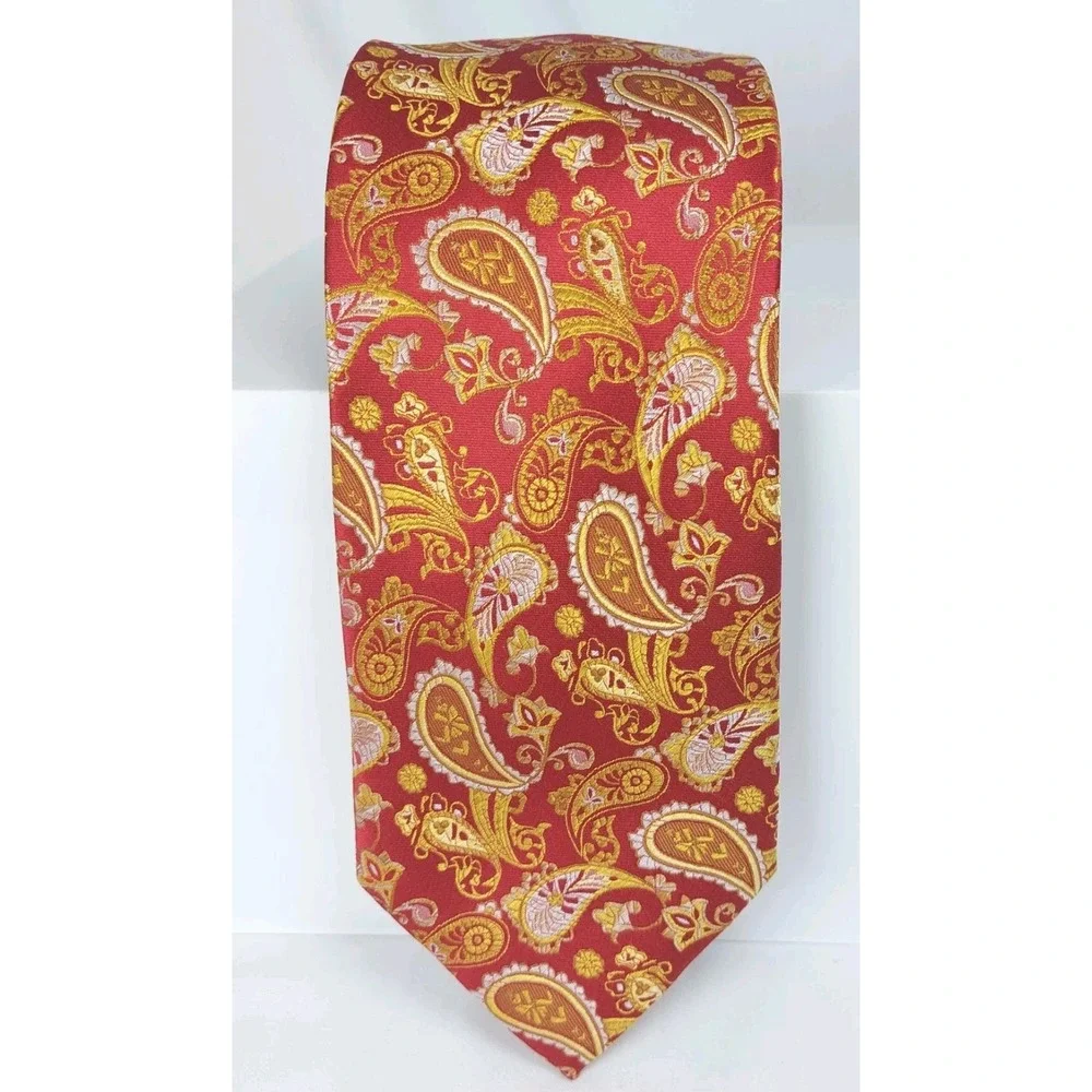 Krimson By Kwame Mens Necktie Red Gold Paisley‎ 64